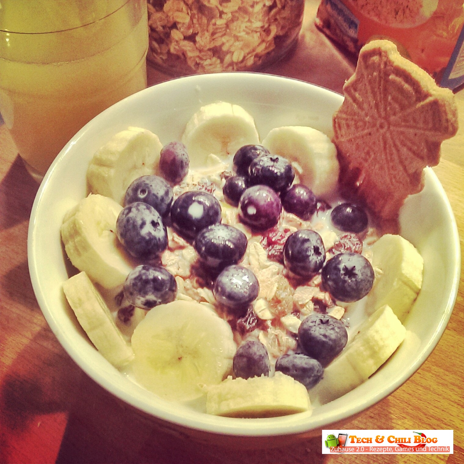 Rezept: Frühstück mit Blaubeeren, Banane und Müsli - TechNChili Blog