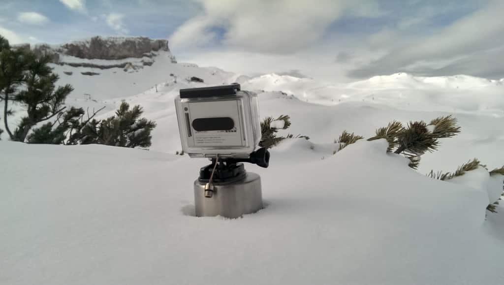 GoPro mit Eieruhr auf der Piste