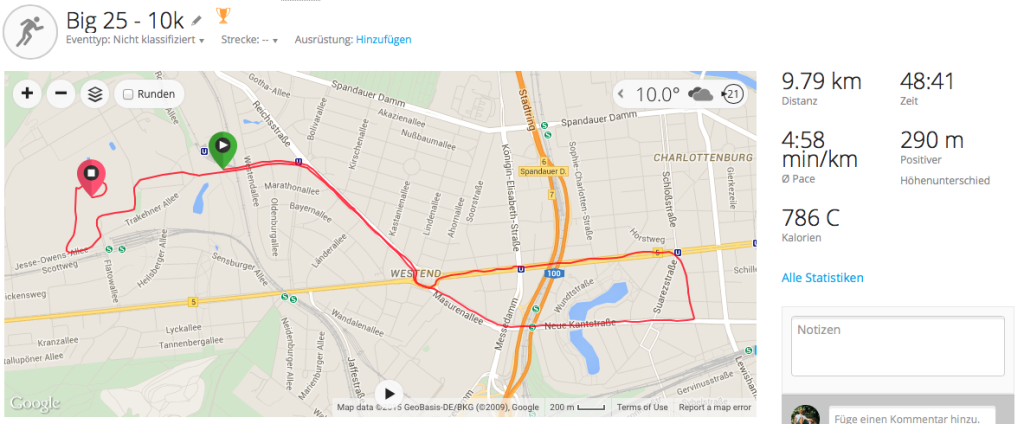 Laufstrecke Big 25 - 10K Lauf