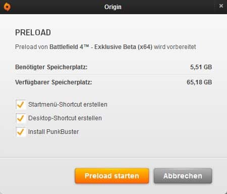 Battlefield 4 - Beta Preload Größe