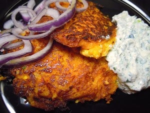Kürbispuffer mit Feta