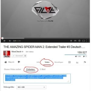 Youtube Videos in HD einbetten - Video Code